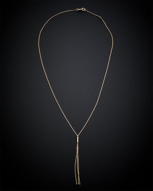 Italian Gold Black 14k Tube Tassel Necklace