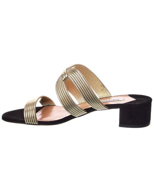 Aquazzura Metallic Escenia 35 Leather & Suede Sandal