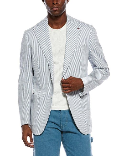 Isaia Gray Marechiaro Linen-Blend Sport Jacket for men