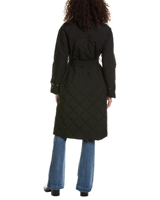 Ellen Tracy Black Diamond Quilted Trench Coat