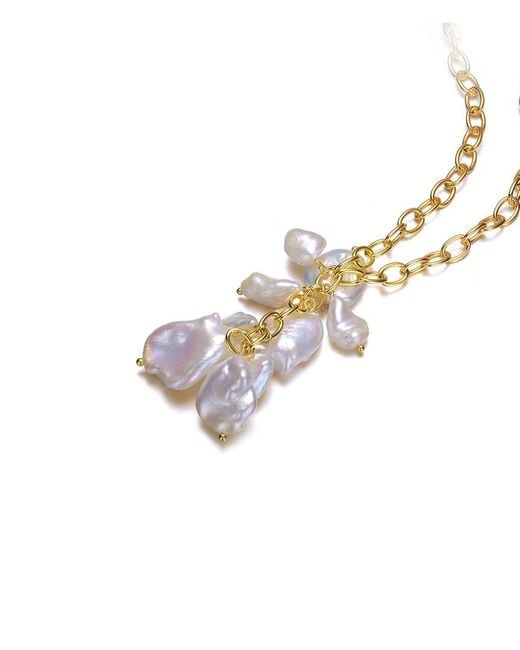 Rachel Glauber White 14k Over Silver Pearl Necklace