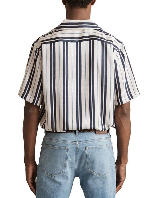 Reiss White Amos Wide Stripe Print Shirt for men