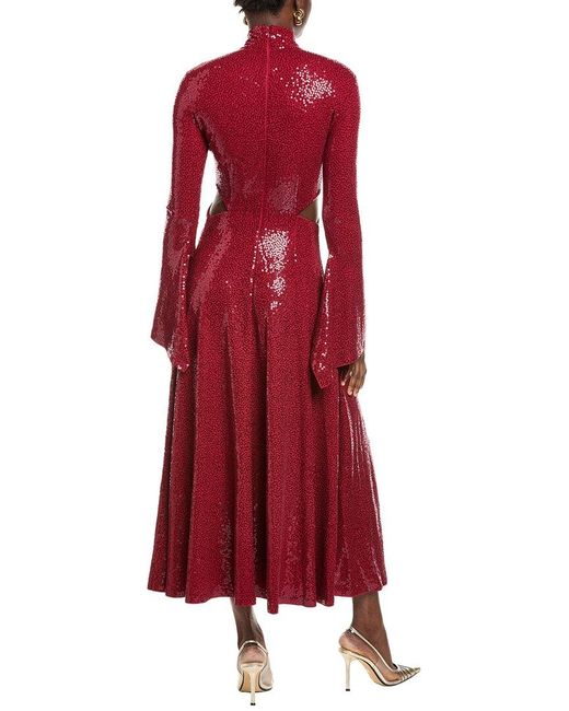 Michael Kors Red Collection Sequin Cutout Midi Dress