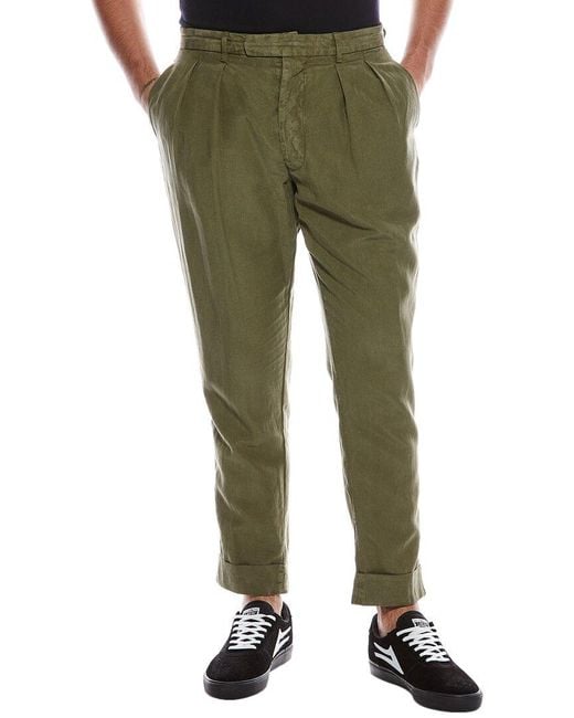 Officine Generale Green Officine Generale Pierre Garment-dyed Linen-blend Pant for men