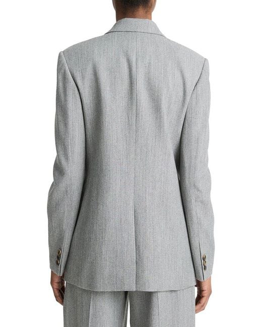 Vince Gray Wool-Blend Twill Double Breasted Blazer