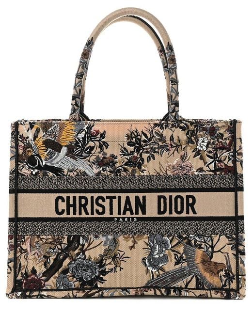 Dior Black Canvas Embroidered Jardin D'Hiver Medium Book Tote (Authentic Pre- Owned)
