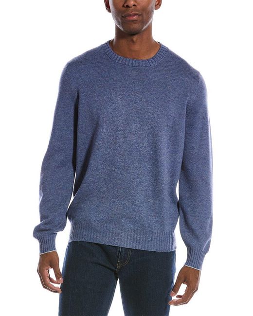 Brunello Cucinelli Cashmere Crewneck Sweater in Blue for Men | Lyst