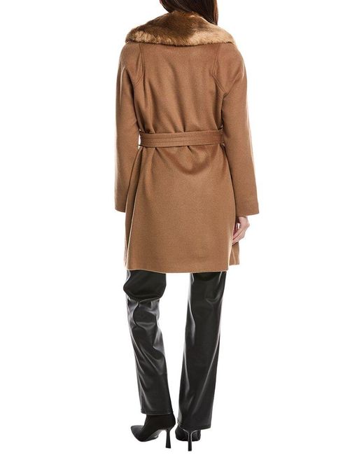 Via Spiga Natural Wool-Blend Wrap Coat