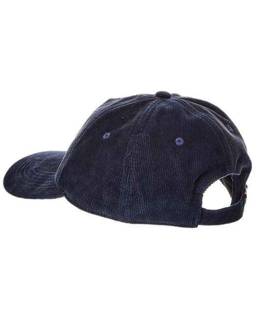 Palm Angels Blue Curved Logo Corduroy Cap for men