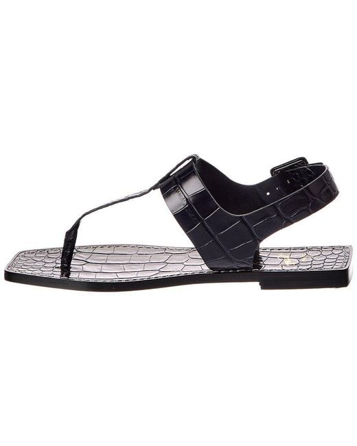 Christian Louboutin Black Croc-Embossed Leather Sandal