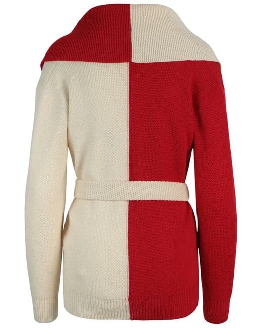 Gucci Red Chunky Wool Belted Sweater