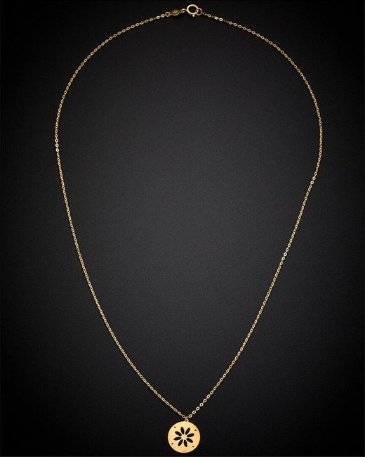 Italian Gold Metallic 18k Flower Cutout Disc Pendant Necklace