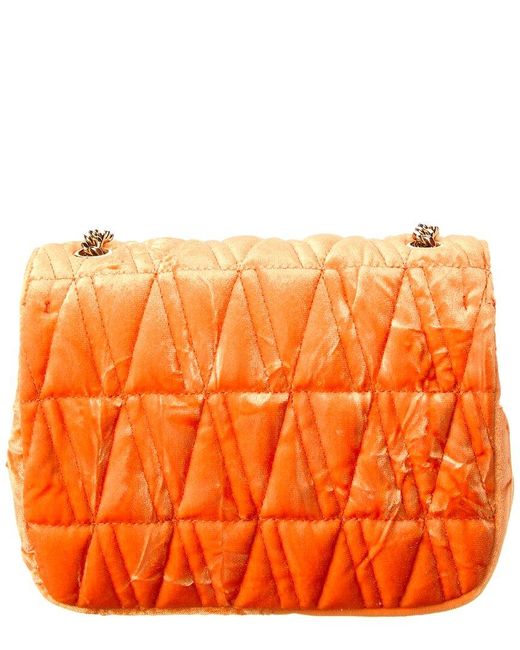 Versace Orange Virtus Quilted Velvet Shoulder Bag