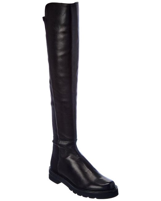 Stuart Weitzman 5050 Lift Leather Knee-high Boot in Black | Lyst UK