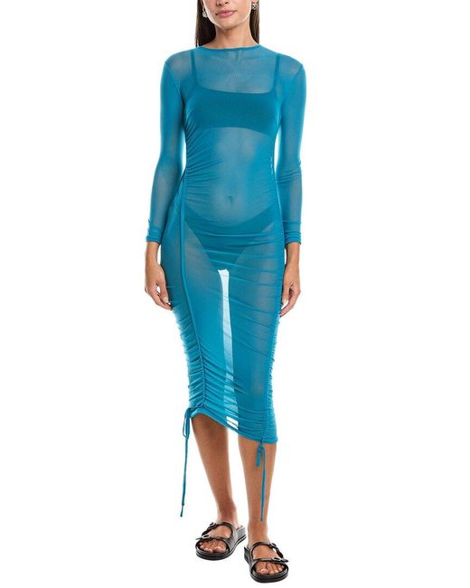 Haight Blue Let Mesh Midi Dress