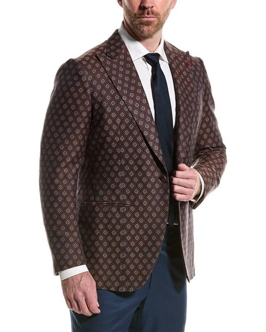 Isaia Brown Wool & Silk-blend Blazer for men