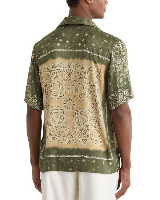 Reiss Green Vicente Paisley Print Casual Shirt for men