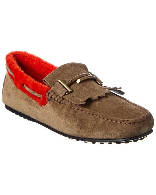 Tod's Brown City Gommino Suede Loafer for men