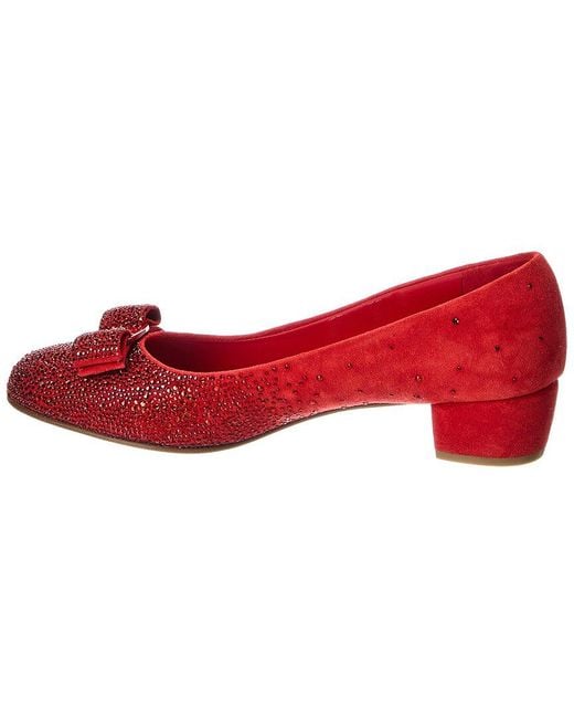 Ferragamo Red Vara Suede Pump