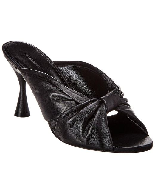 Balenciaga Drapy Leather Mule in Black 