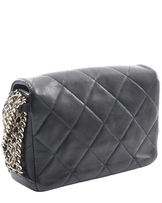 Chanel Gray Black Lambskin Matelasse Shoulder Bag (authentic Pre-loved)