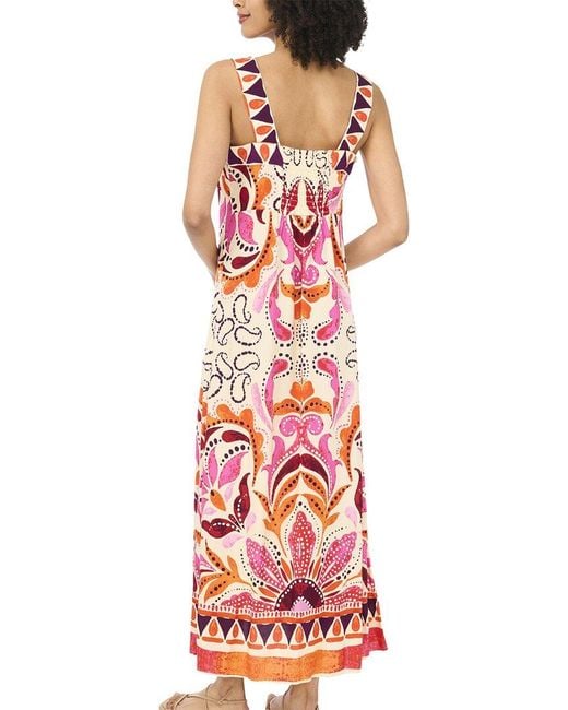 Vince Camuto Red Smocked Back Challis Maxi Dress