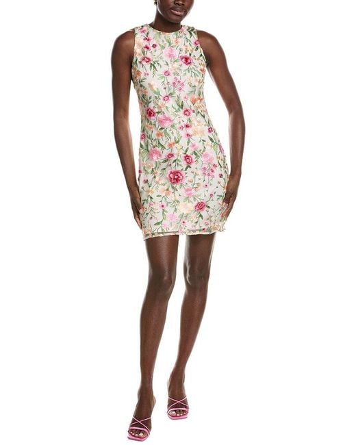 Sam Edelman Pink Carnation Embroidery Mini Sheath Dress