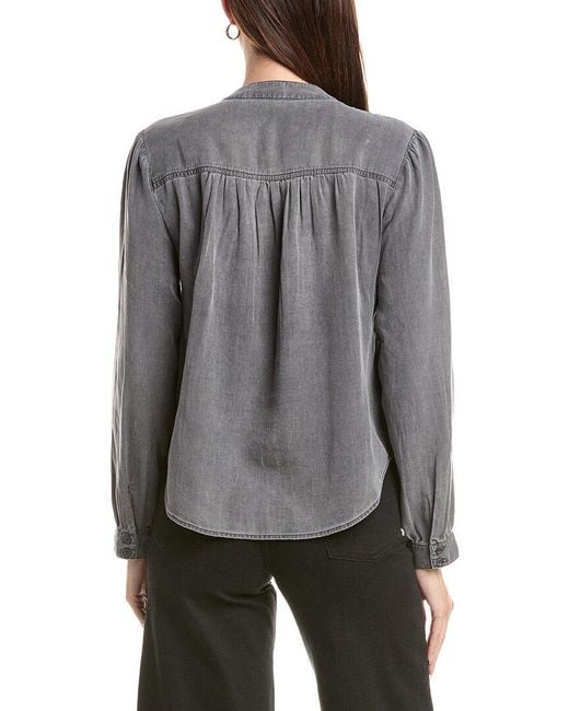 Bella Dahl Gray Half Placket Blouse