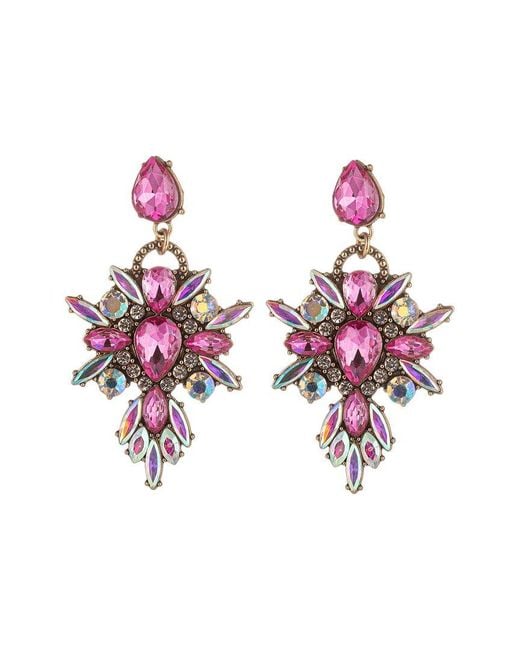 Eye Candy LA Glass Crystal Lexy Pink Statement Earrings