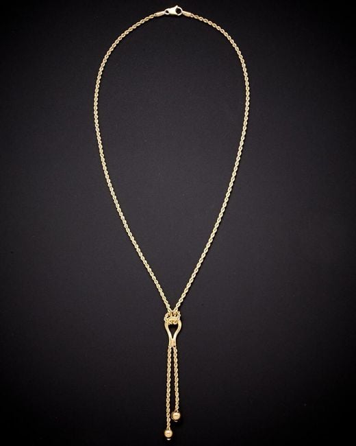Italian Gold Black 18k Lariat Necklace