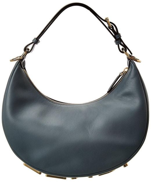 Fendi Blue Graphy Small Leather Hobo Bag