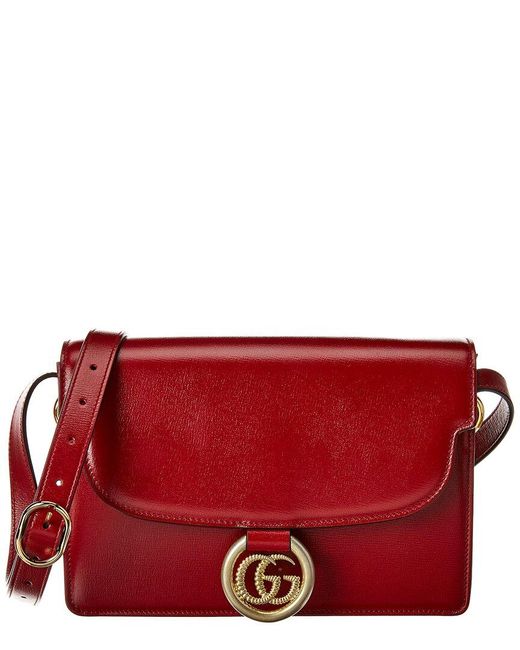 Gucci Red Torchon Double G Leather Shoulder Bag