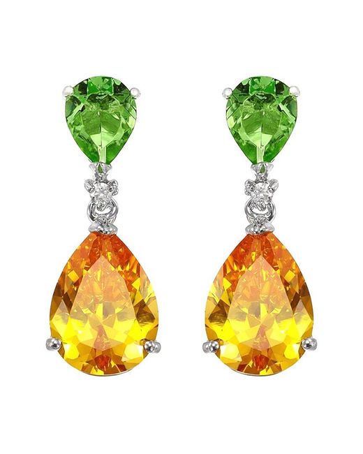 Liv Oliver Yellow 18k Plated 8.75 Ct. Tw. Quartz Double Drop Earrings