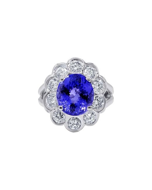 Diana M Blue Fine Jewelry 18k 8.58 Ct. Tw. Diamond & Tanzanite Half-eternity Ring
