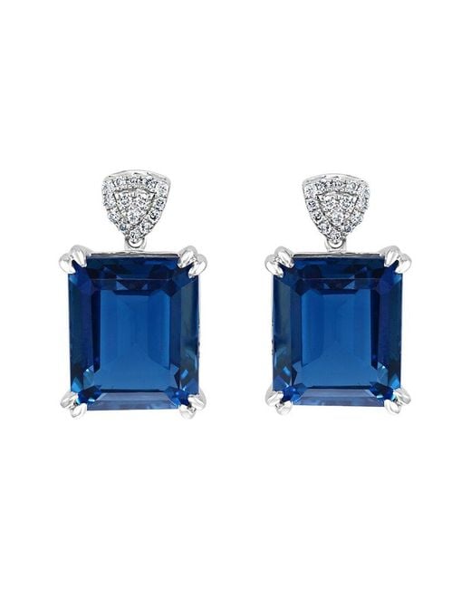 Effy Fine Jewelry Blue 14K 13.89 Ct. Tw. Diamond & London Topaz Earrings