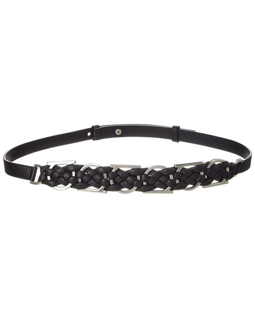 Ferragamo Black Braided Gancini Leather Belt