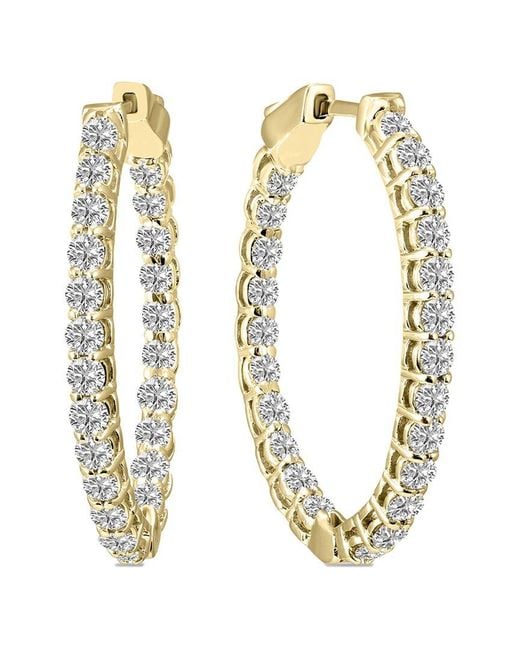 Lab Grown Diamonds Metallic 14k 3.00 Ct. Tw. Lab Grown Diamond Hoops