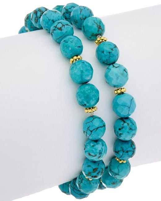 Rachel Reinhardt Jewelry Blue 14k Over Silver Gemstone Stretch Bracelet