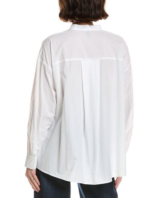 Eileen Fisher White Mandarin Collar Shirt