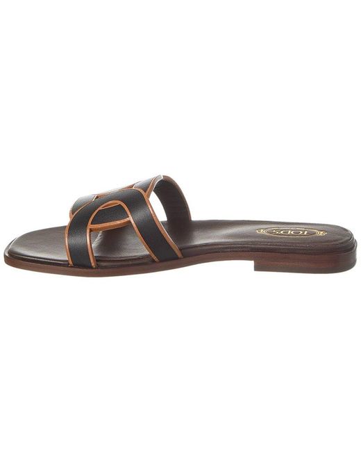 Tod's Brown Tods Logo Leather Sandal
