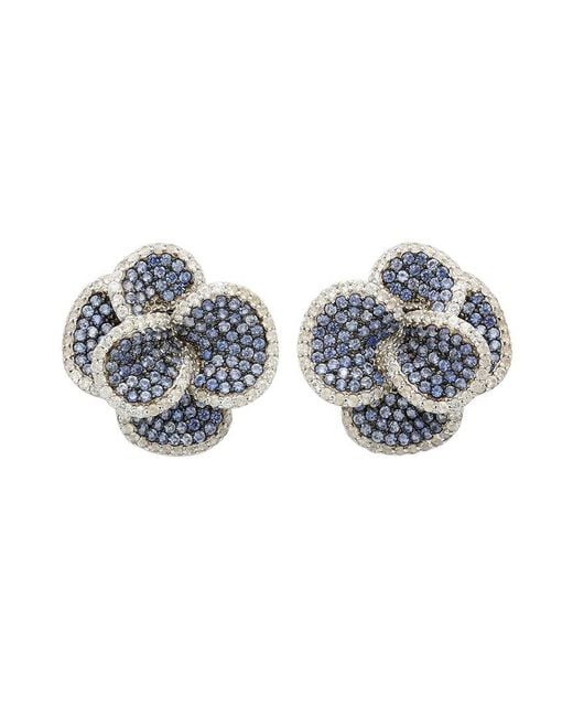Suzy Levian Blue Silver 0.02 Ct. Tw. Diamond & Gemstone Earrings