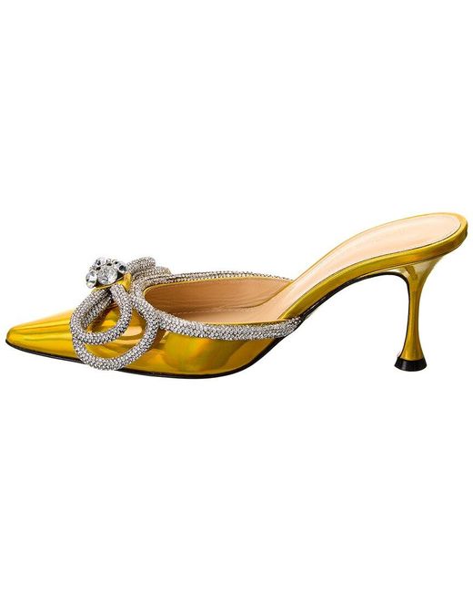 Mach & Mach Yellow Double Bow Leather Mule
