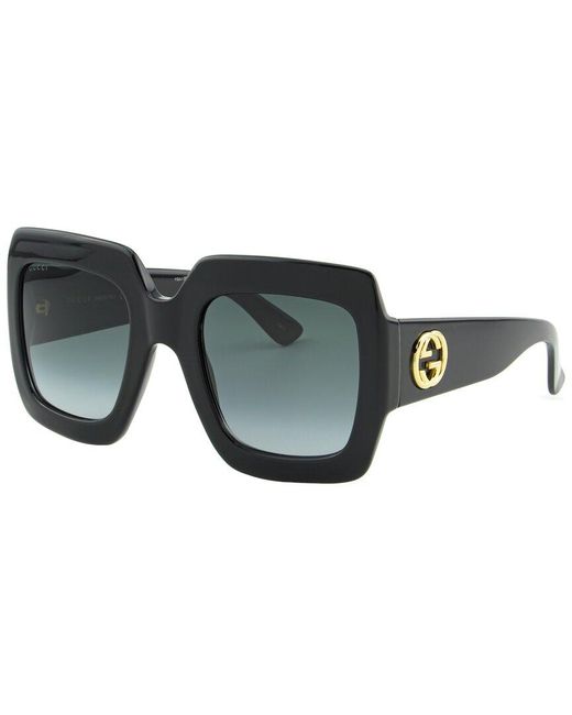 Gucci Black Pop Web 54mm Rectangular Sunglasses