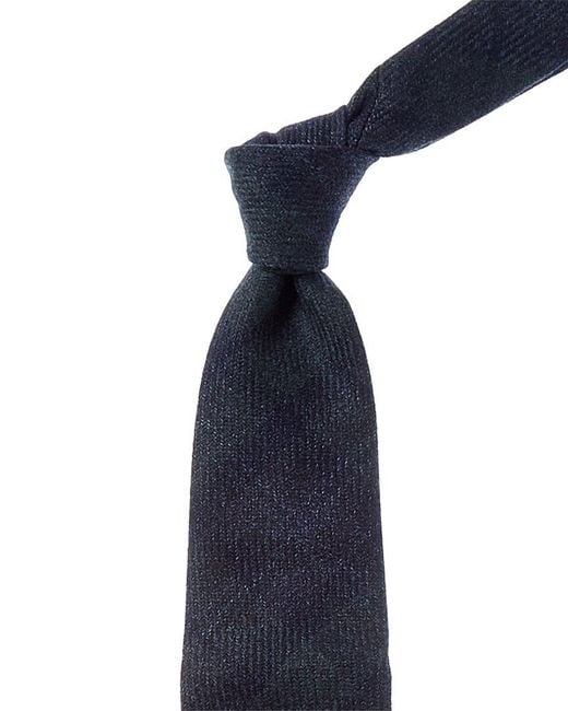 Brunello Cucinelli Blue Plaid Wool, Cashmere & Silk-Blend Tie for men