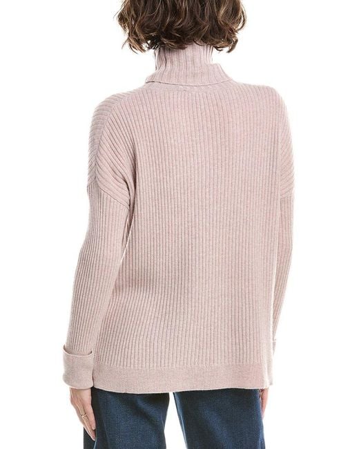 Raffi Pink Rib Turtleneck Cashmere Sweater