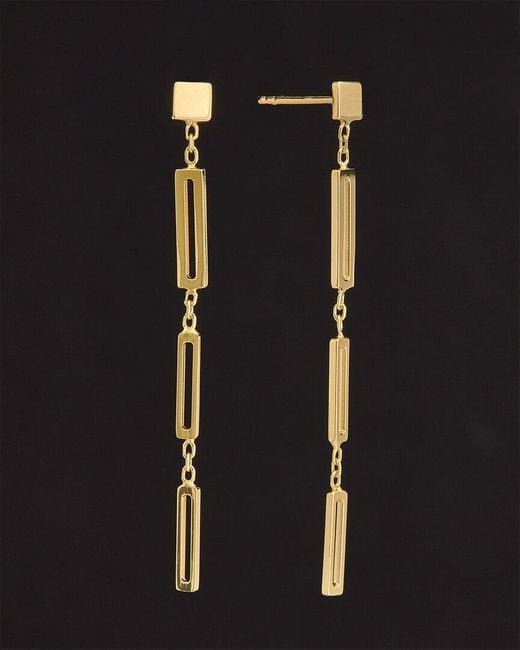Italian Gold Black 14k Graduated Paperclip Drop Earrings