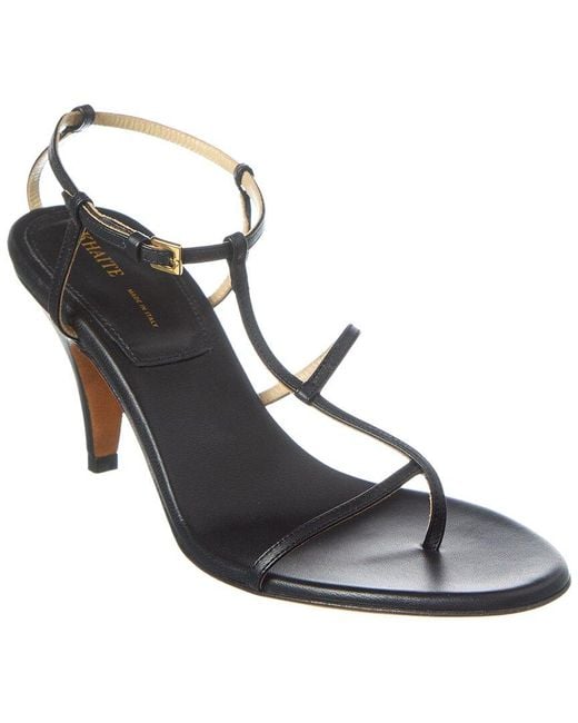 Khaite Metallic Jones T-Strap Leather Sandal