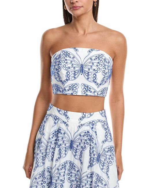 MILLY Blue Eyelet Crop Top