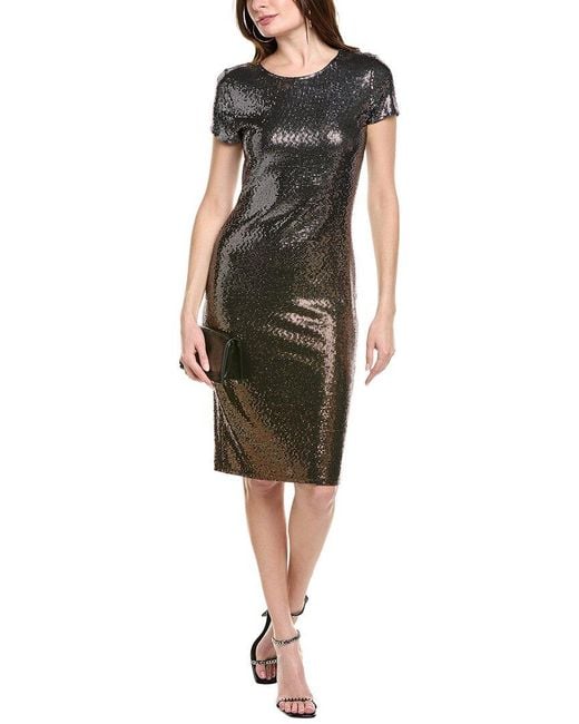Bebe Green Ombre Sequin Midi T-Shirt Dress