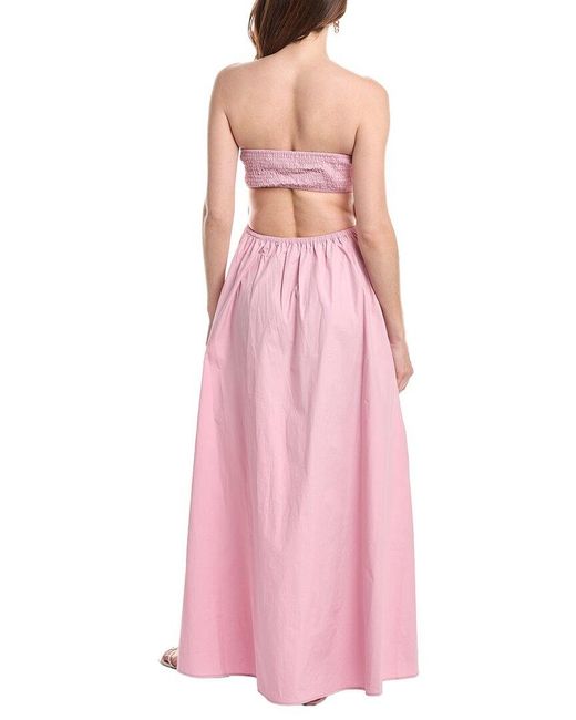Susana Monaco Pink Poplin Drop-Waist Tube Maxi Dress